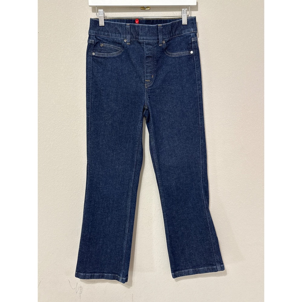 SPANX EveryWear Pull On Kick Flare Jeans Womens Medium Raw Indigo